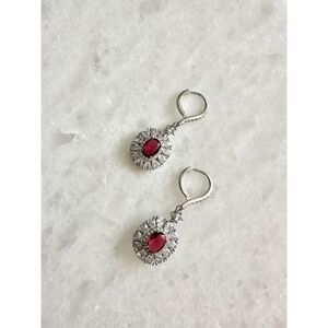 Ruby red cubic zirconia dangle earrings